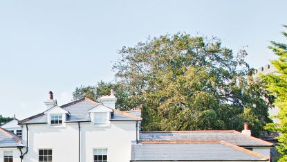 slate roof of large house